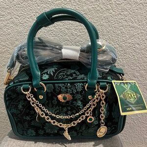 Wicked Green Floral Handbag with Bag Chain